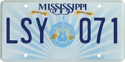 MS license plate LSY071