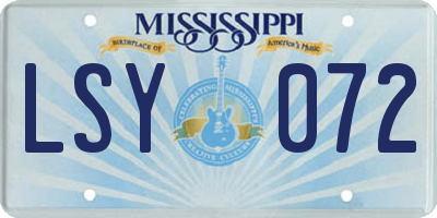 MS license plate LSY072