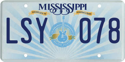 MS license plate LSY078