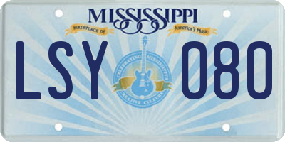 MS license plate LSY080