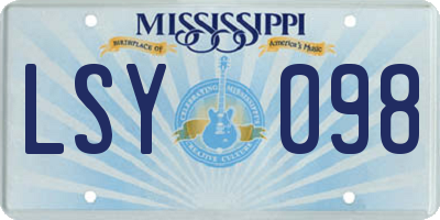 MS license plate LSY098