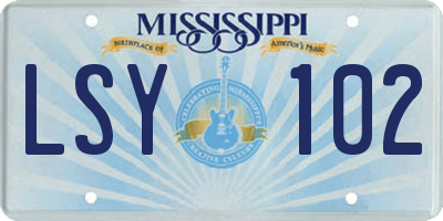 MS license plate LSY102