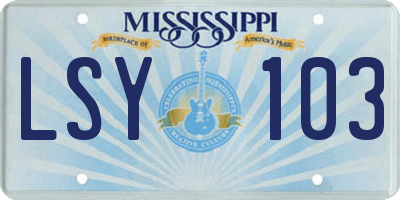 MS license plate LSY103