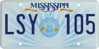 MS license plate LSY105