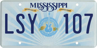 MS license plate LSY107