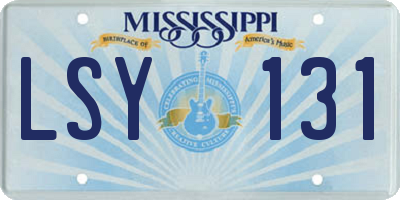 MS license plate LSY131