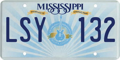 MS license plate LSY132