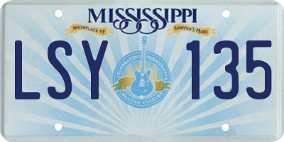 MS license plate LSY135