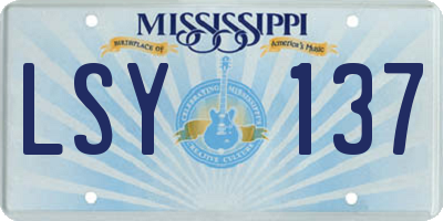 MS license plate LSY137