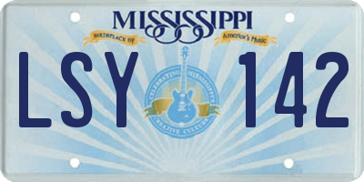 MS license plate LSY142