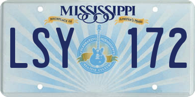 MS license plate LSY172