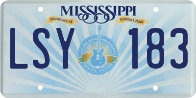 MS license plate LSY183