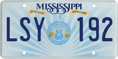 MS license plate LSY192