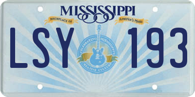 MS license plate LSY193