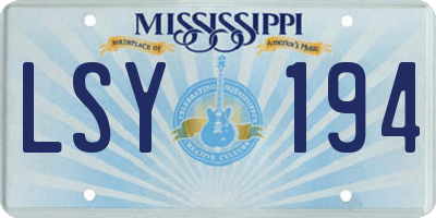 MS license plate LSY194