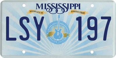 MS license plate LSY197