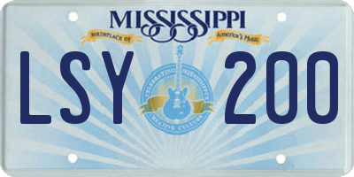 MS license plate LSY200