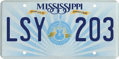 MS license plate LSY203