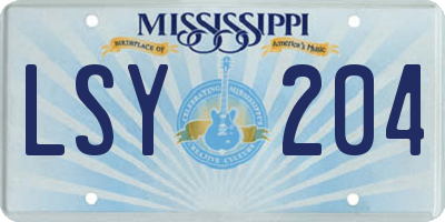 MS license plate LSY204