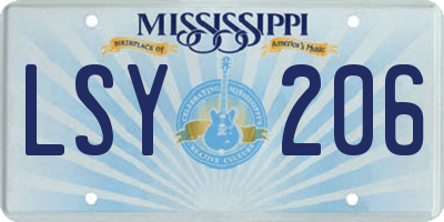 MS license plate LSY206