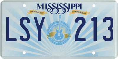 MS license plate LSY213