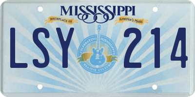 MS license plate LSY214