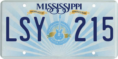MS license plate LSY215