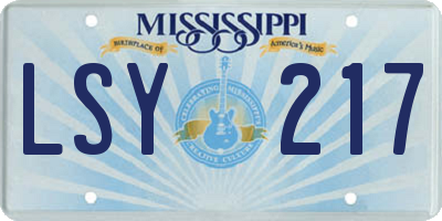 MS license plate LSY217