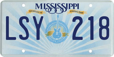 MS license plate LSY218