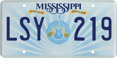 MS license plate LSY219