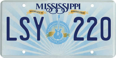 MS license plate LSY220