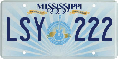 MS license plate LSY222