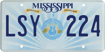 MS license plate LSY224