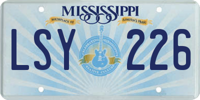 MS license plate LSY226