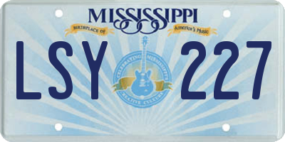 MS license plate LSY227