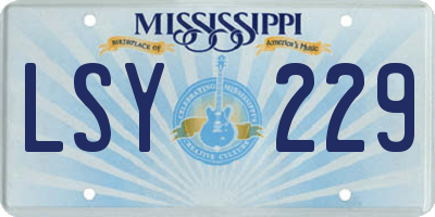 MS license plate LSY229