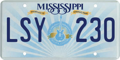 MS license plate LSY230