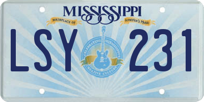 MS license plate LSY231