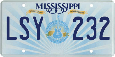 MS license plate LSY232