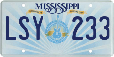 MS license plate LSY233