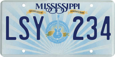 MS license plate LSY234