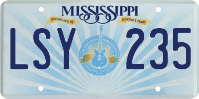 MS license plate LSY235