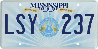 MS license plate LSY237