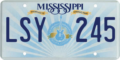 MS license plate LSY245
