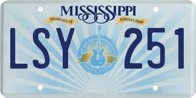 MS license plate LSY251