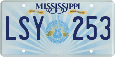 MS license plate LSY253