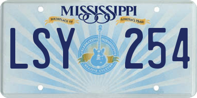 MS license plate LSY254
