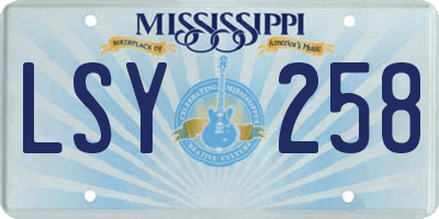 MS license plate LSY258