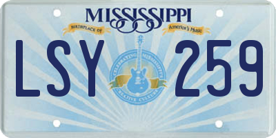 MS license plate LSY259