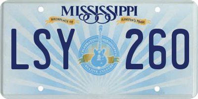 MS license plate LSY260